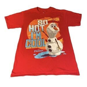 Disney Frozen Olaf Graphic Tee Men’s Small Snowman‎ Red Size Walt Disney Hanes